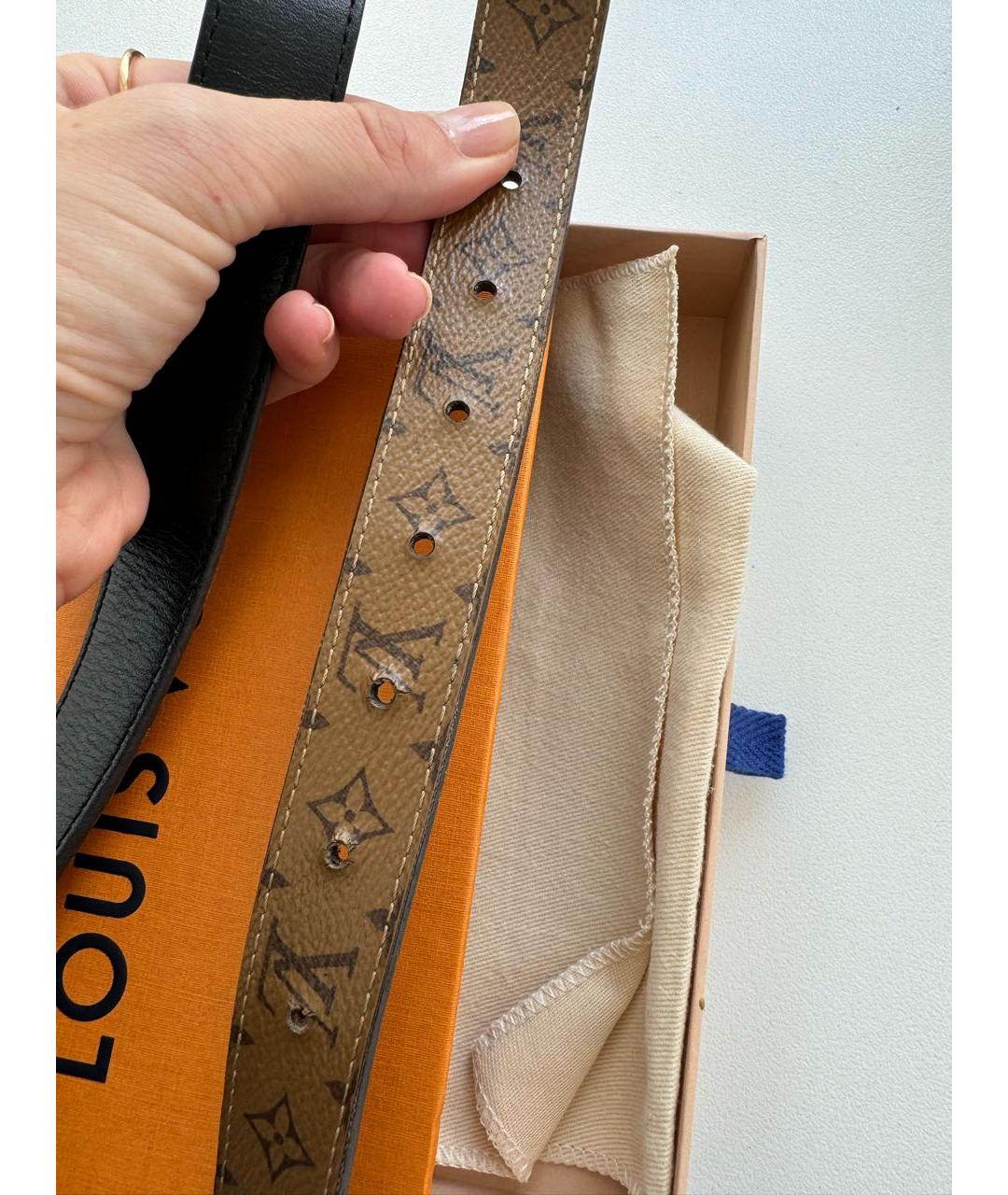 LOUIS VUITTON Коричневый кожаный ремень, фото 7