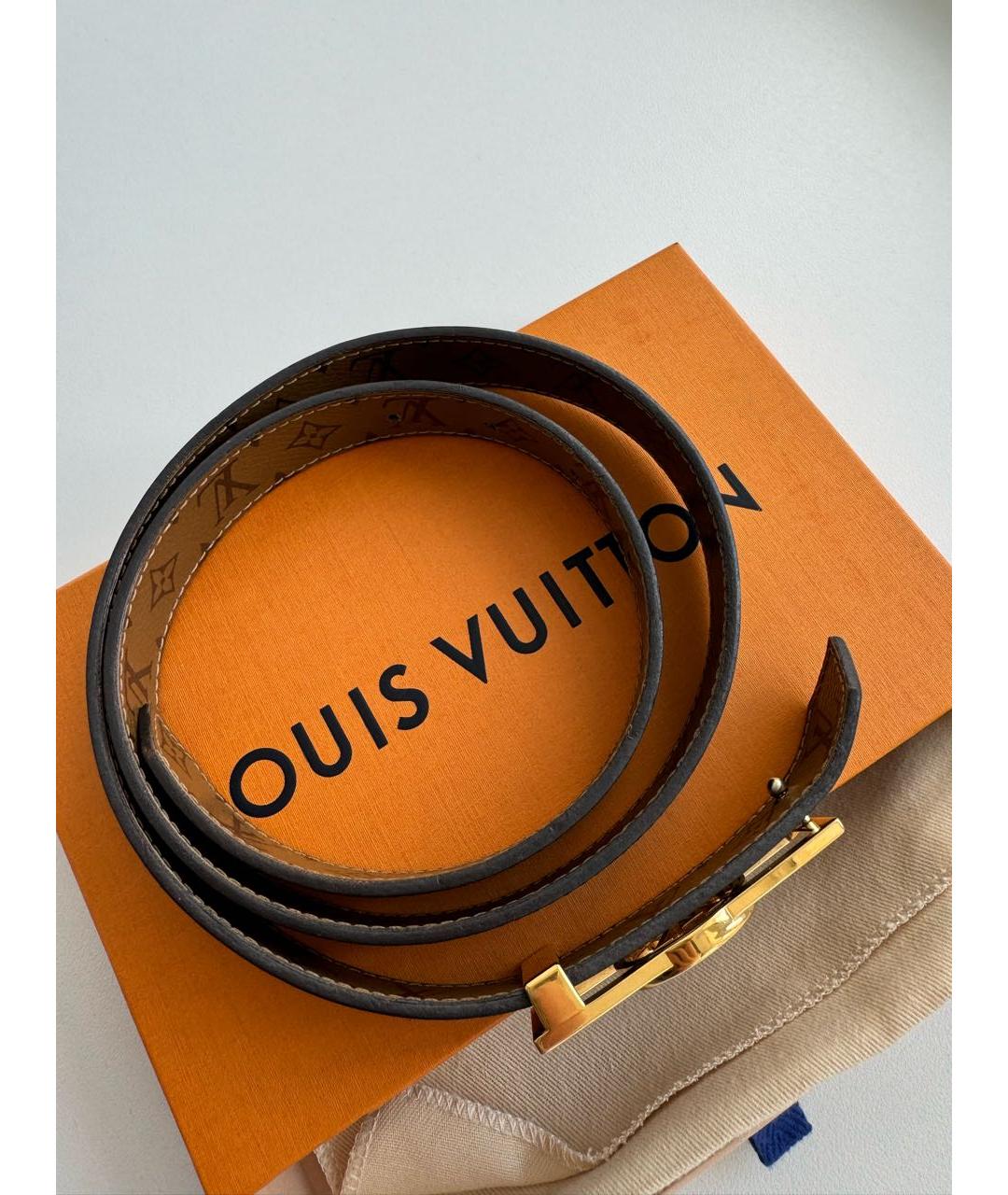 LOUIS VUITTON Коричневый кожаный ремень, фото 4