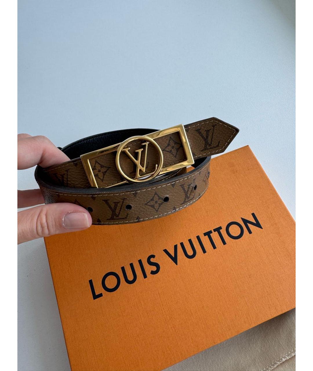 LOUIS VUITTON Коричневый кожаный ремень, фото 3