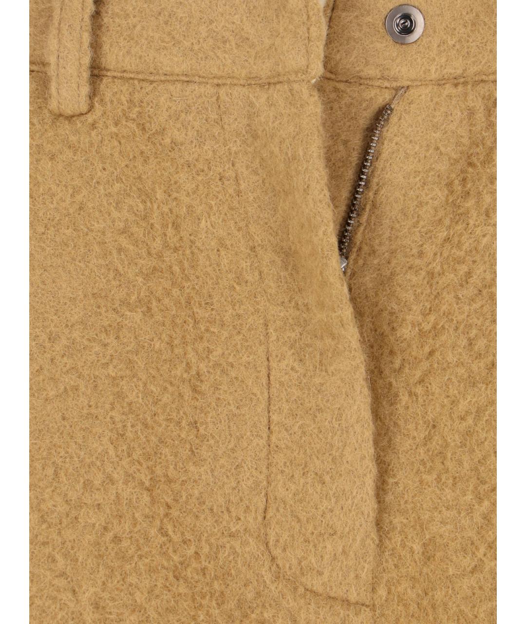 LOW CLASSIC Бежевые шерстяные прямые брюки, фото 5