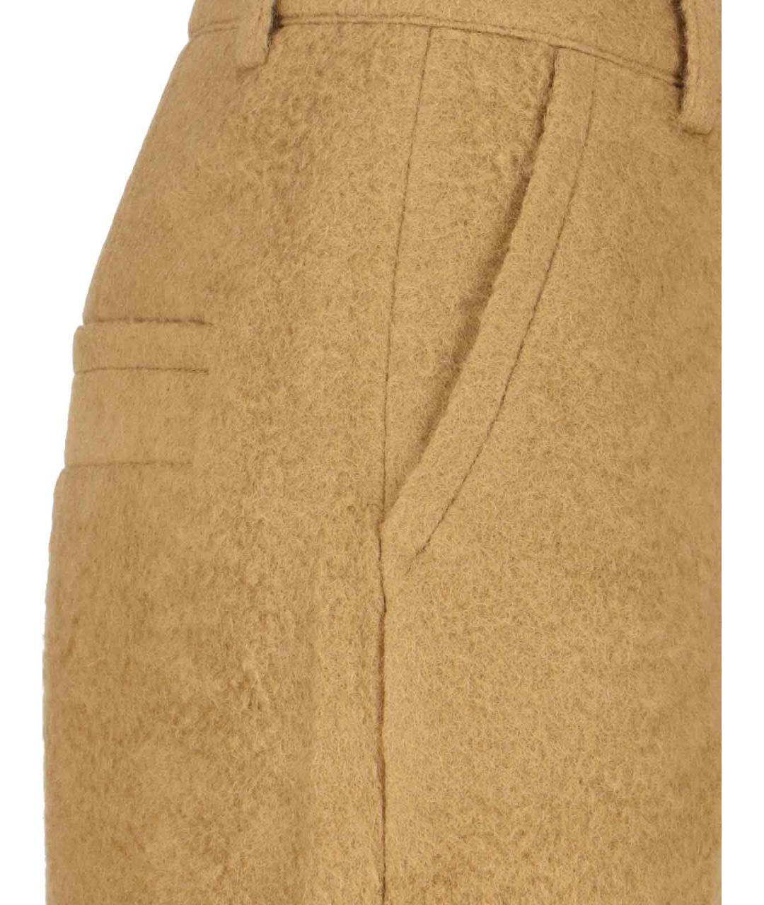 LOW CLASSIC Бежевые шерстяные прямые брюки, фото 4