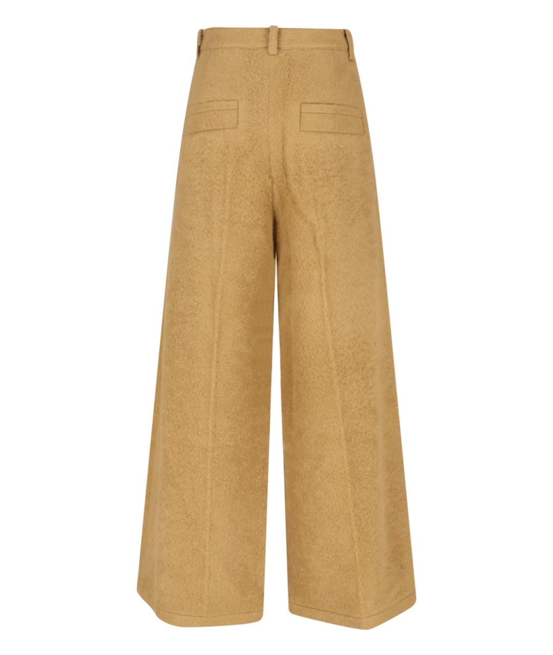 LOW CLASSIC Бежевые шерстяные прямые брюки, фото 2