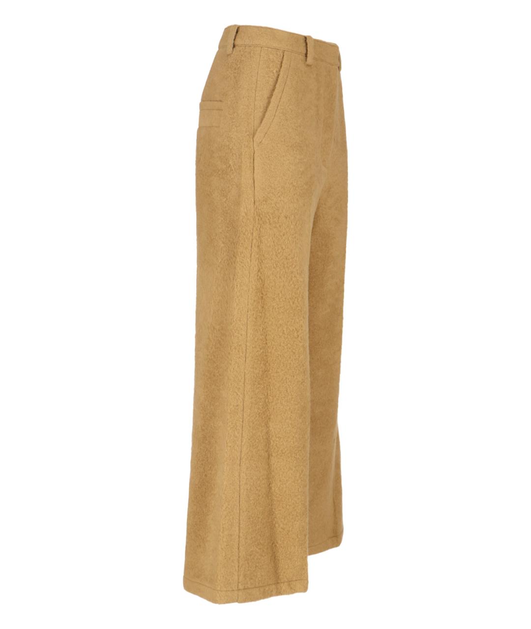 LOW CLASSIC Бежевые шерстяные прямые брюки, фото 3