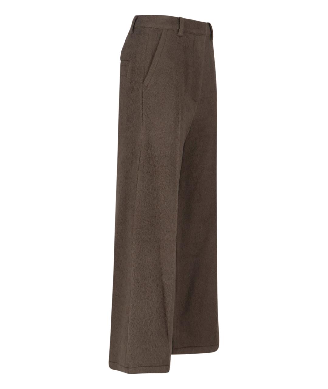 LOW CLASSIC Коричневые шерстяные прямые брюки, фото 3