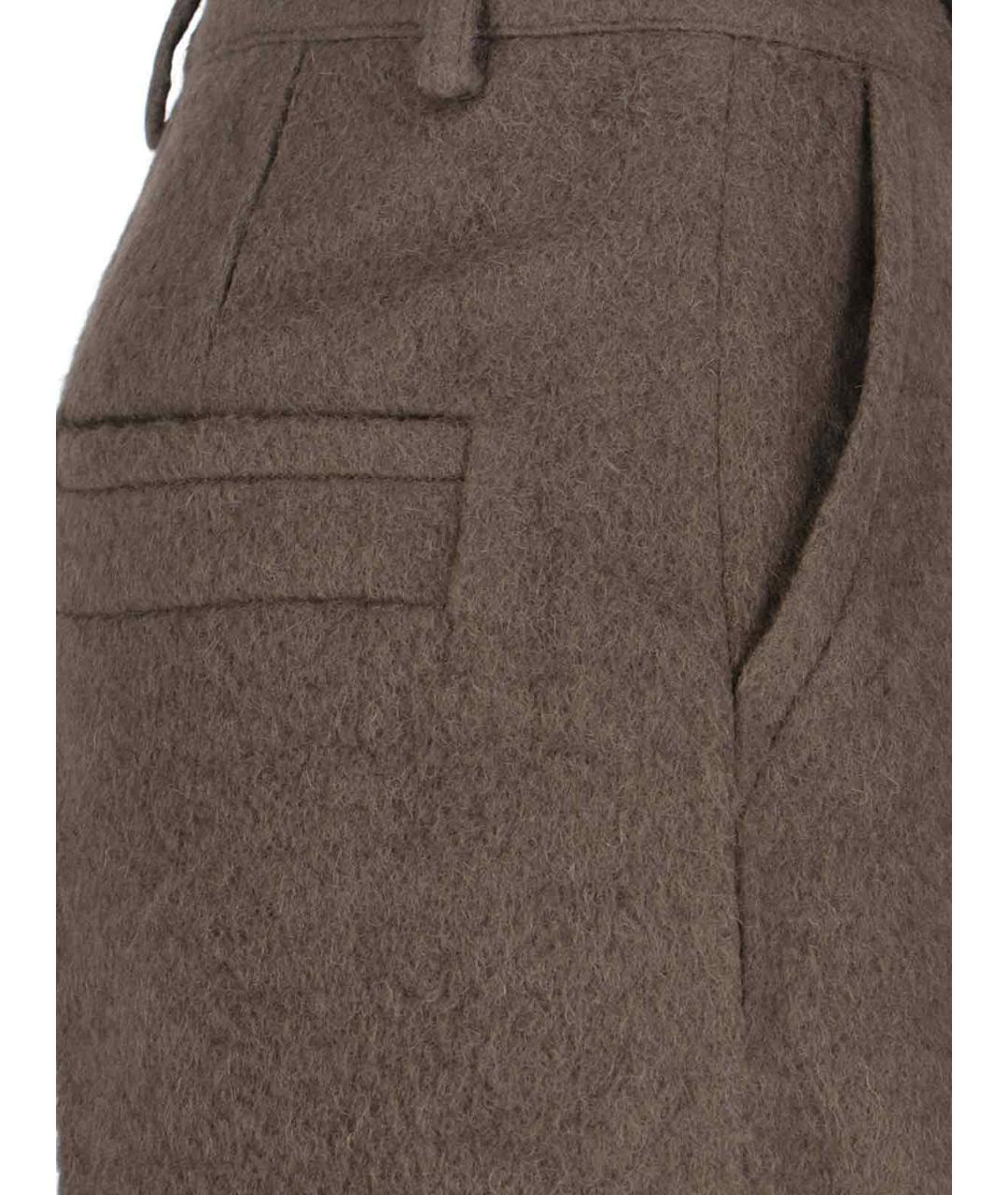 LOW CLASSIC Коричневые шерстяные прямые брюки, фото 4