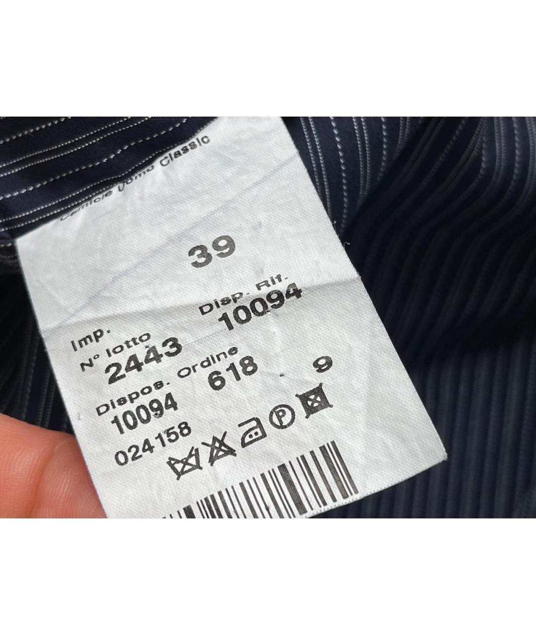 CERRUTI 1881 Темно-синяя хлопковая кэжуал рубашка, фото 6