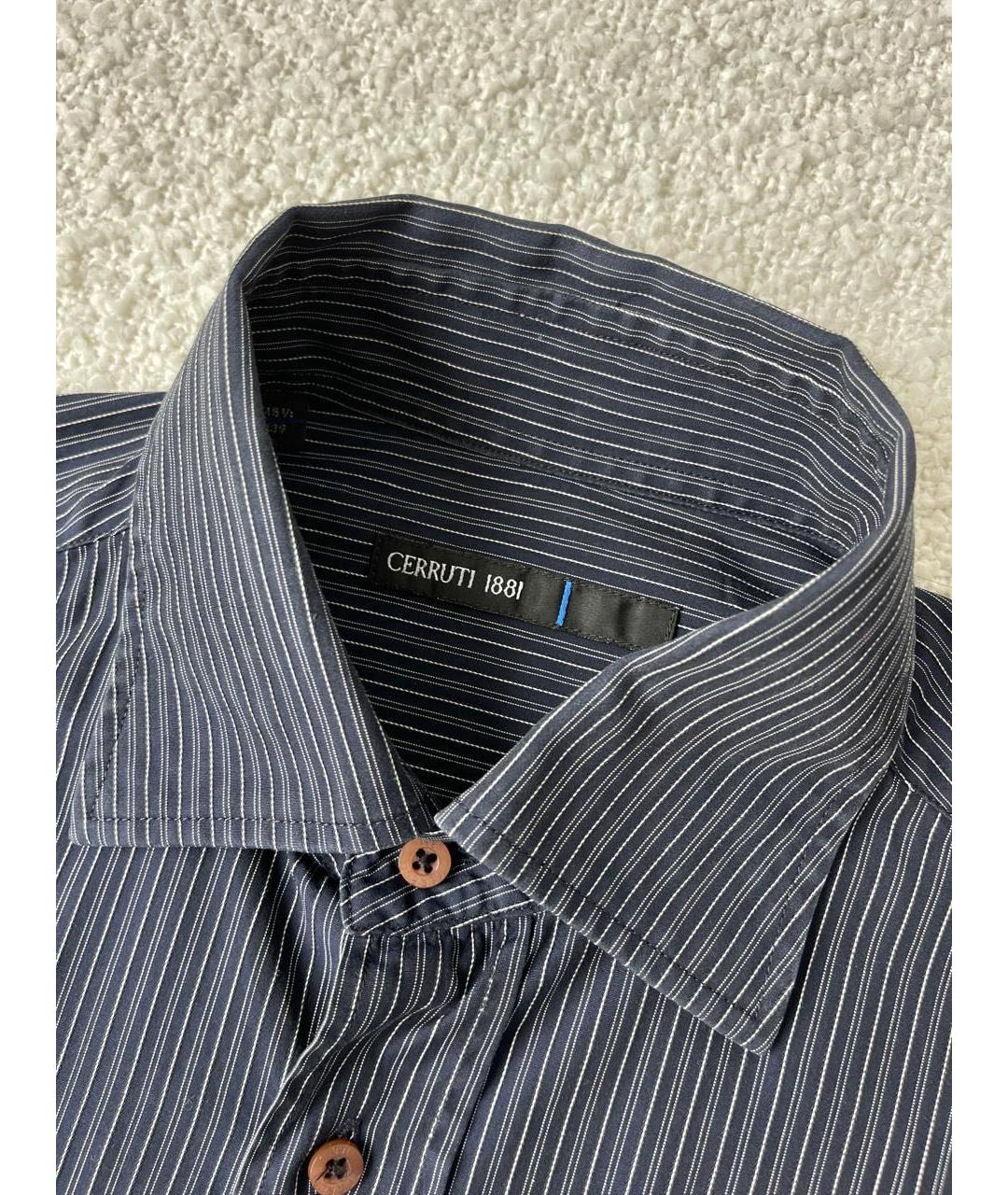 CERRUTI 1881 Темно-синяя хлопковая кэжуал рубашка, фото 3