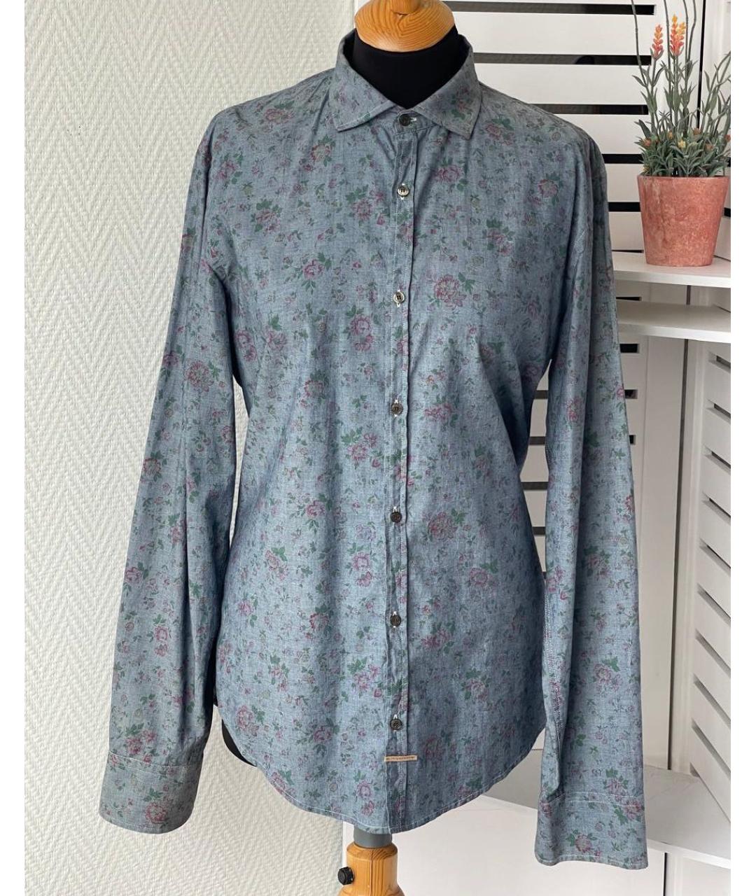 TRUSSARDI JEANS Синяя хлопковая кэжуал рубашка, фото 9