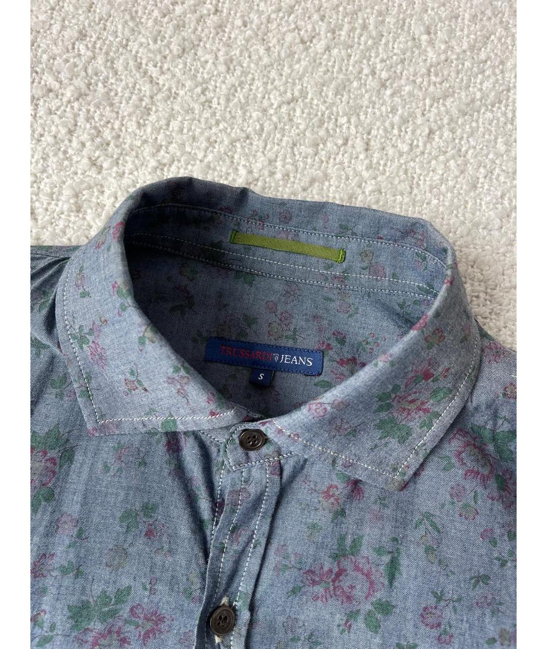 TRUSSARDI JEANS Синяя хлопковая кэжуал рубашка, фото 8