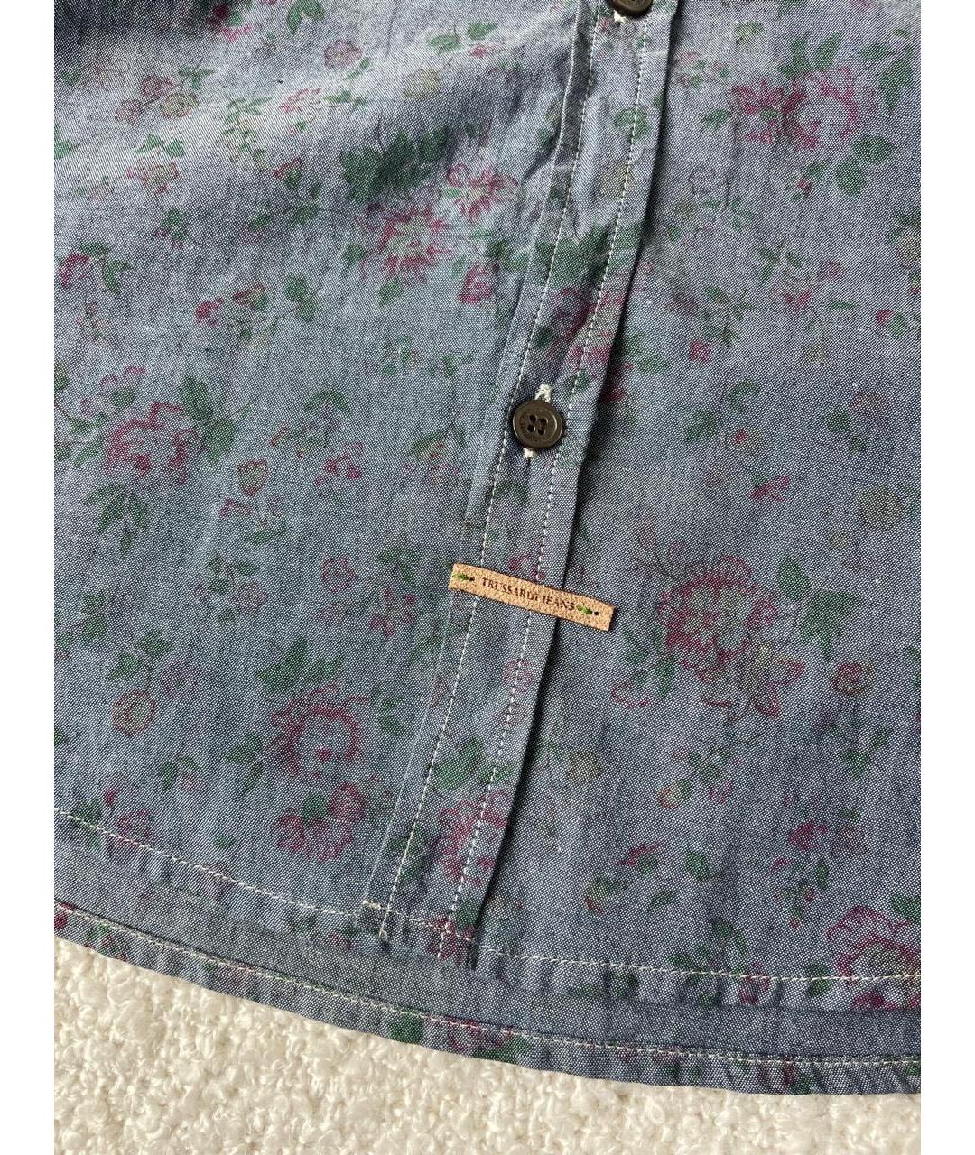 TRUSSARDI JEANS Синяя хлопковая кэжуал рубашка, фото 7