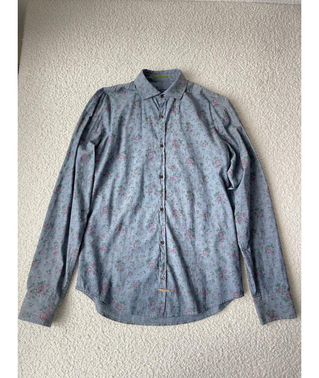 TRUSSARDI JEANS Синяя хлопковая кэжуал рубашка, фото 3