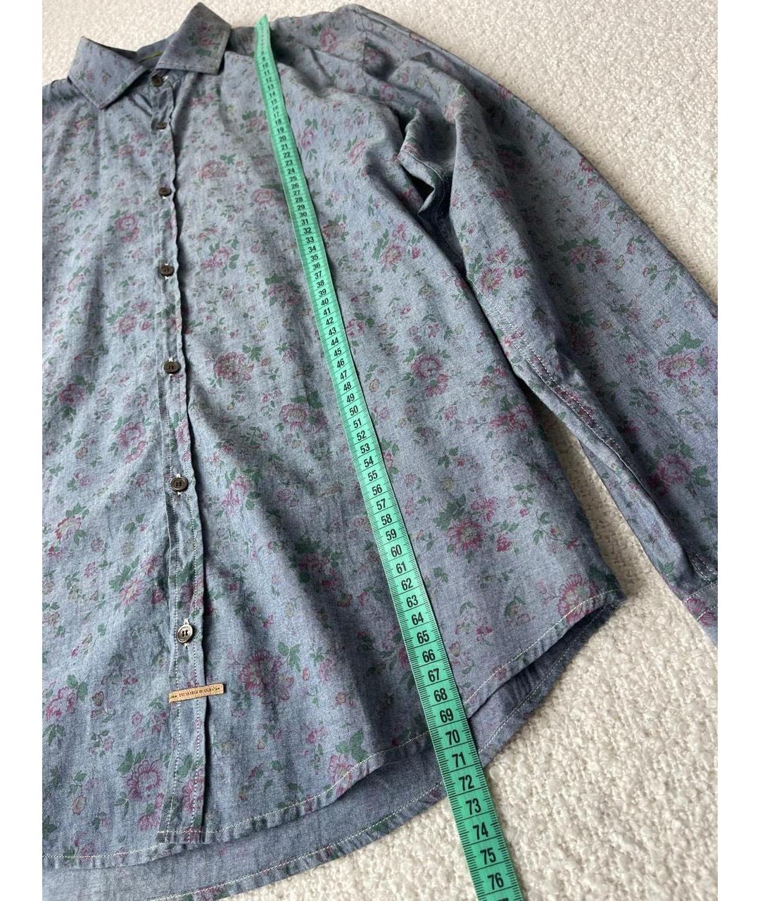 TRUSSARDI JEANS Синяя хлопковая кэжуал рубашка, фото 4