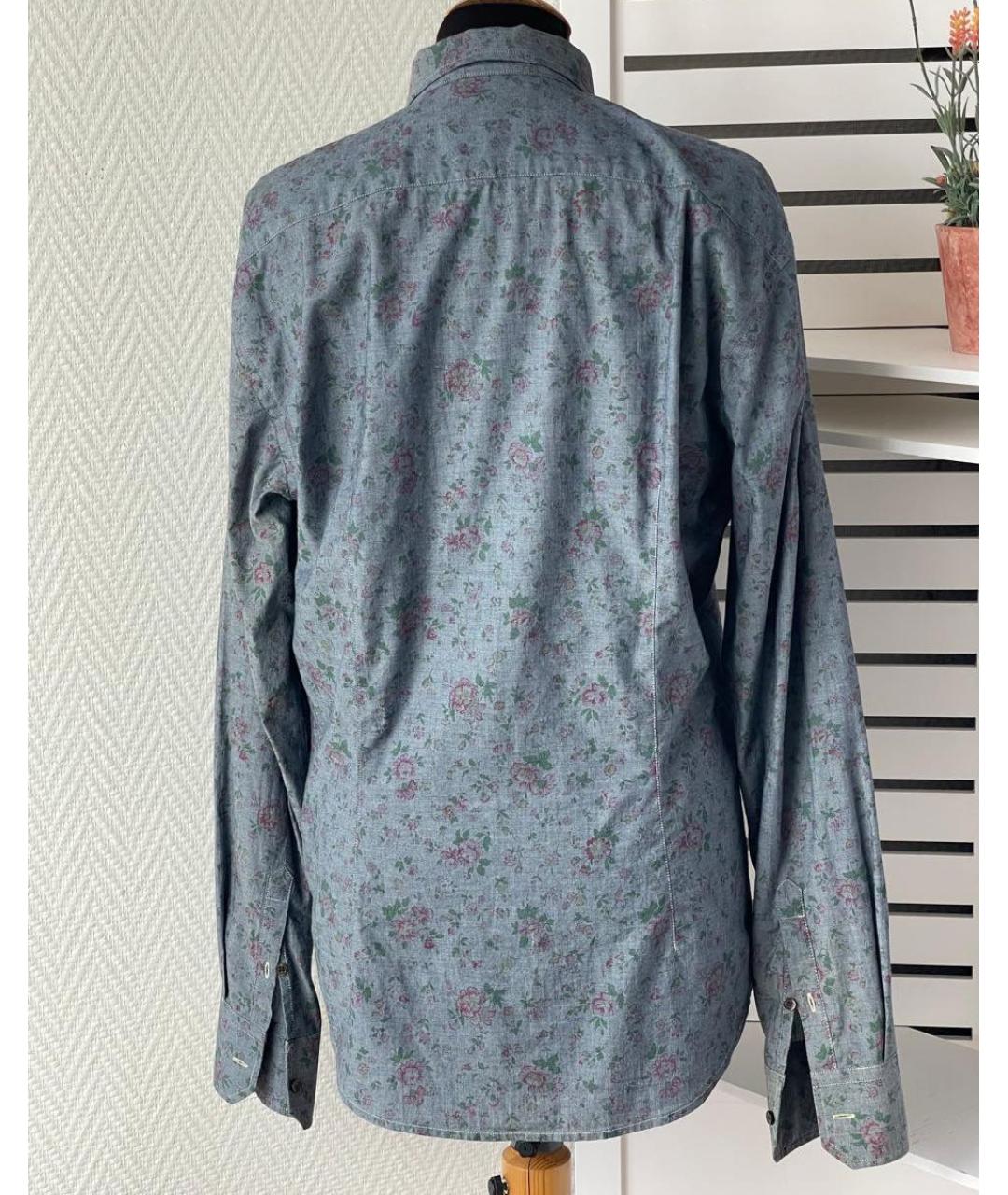 TRUSSARDI JEANS Синяя хлопковая кэжуал рубашка, фото 2