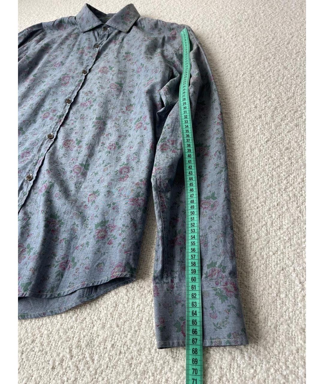 TRUSSARDI JEANS Синяя хлопковая кэжуал рубашка, фото 5