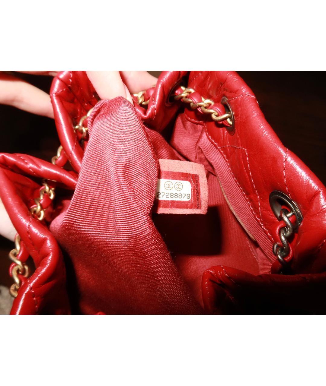 CHANEL Красный кожаный рюкзак, фото 8