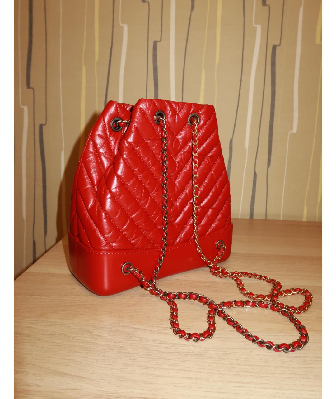 CHANEL Красный кожаный рюкзак, фото 3