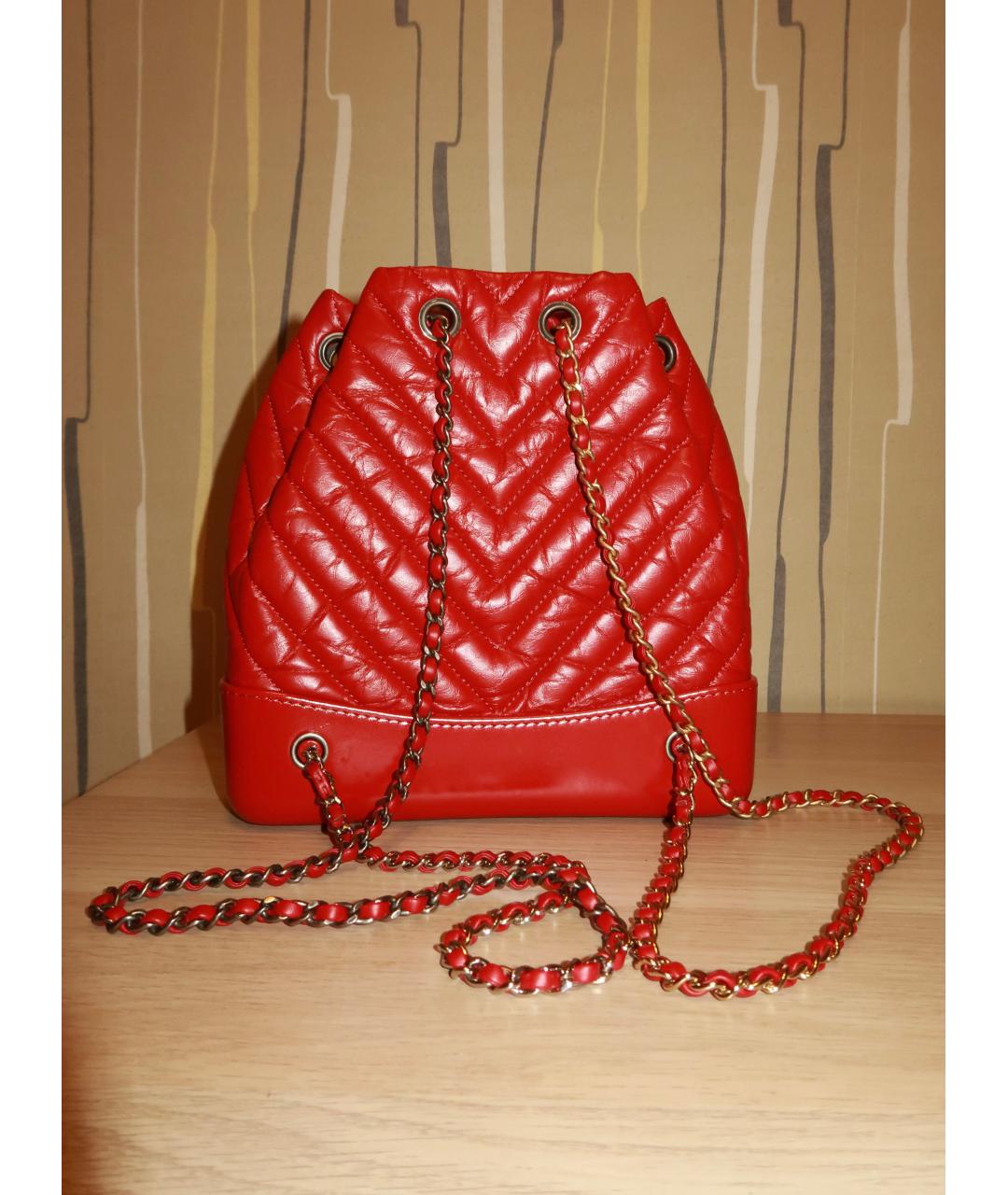 CHANEL Красный кожаный рюкзак, фото 7