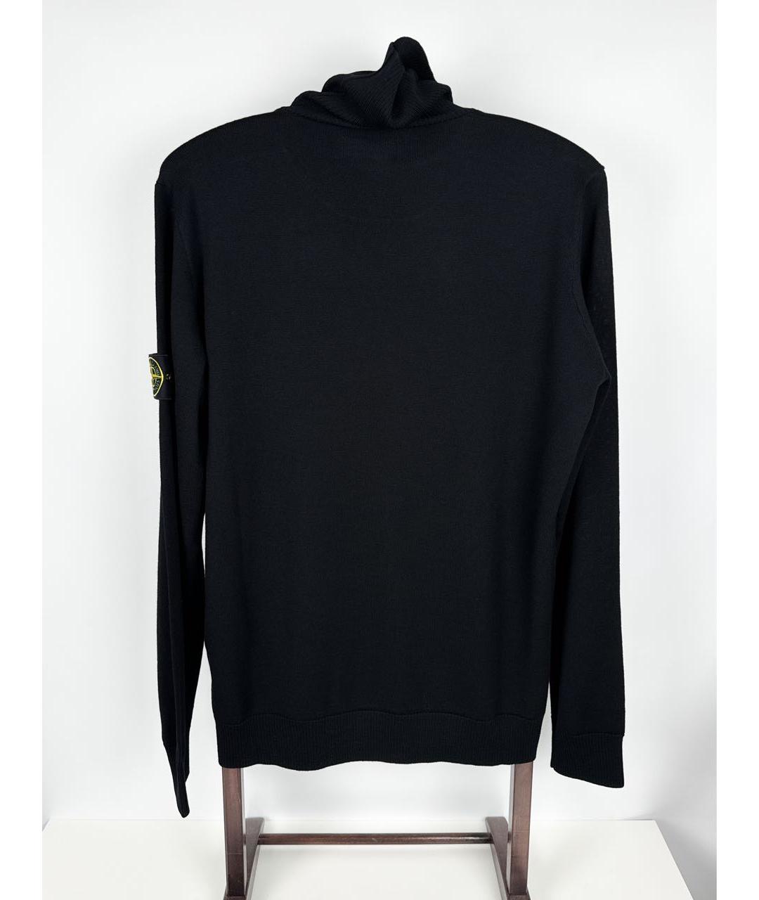 STONE ISLAND Черная шерстяная водолазка, фото 6