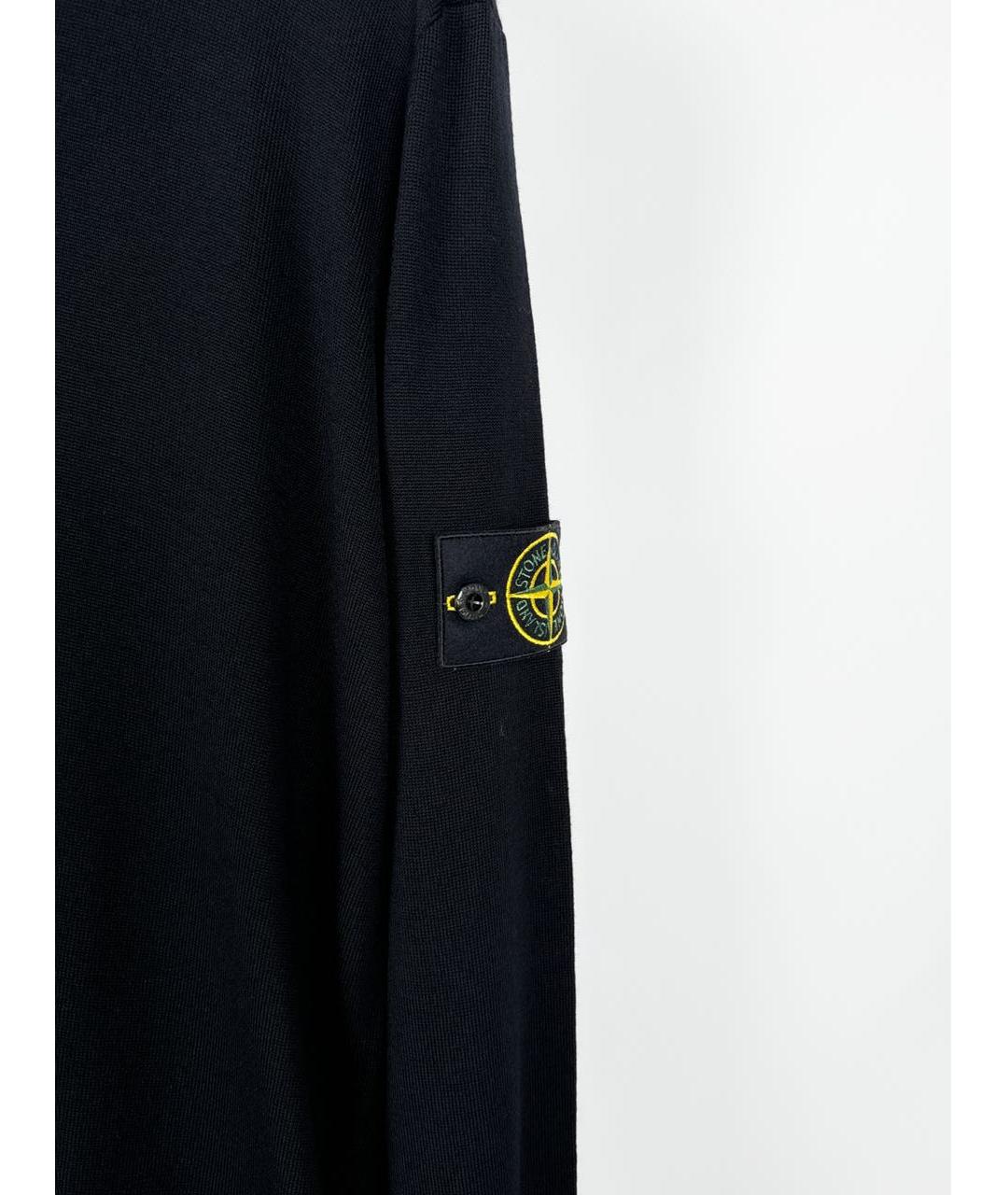 STONE ISLAND Черная шерстяная водолазка, фото 3