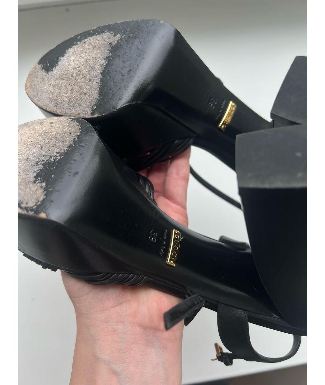 GUCCI Черные кожаные босоножки, фото 3