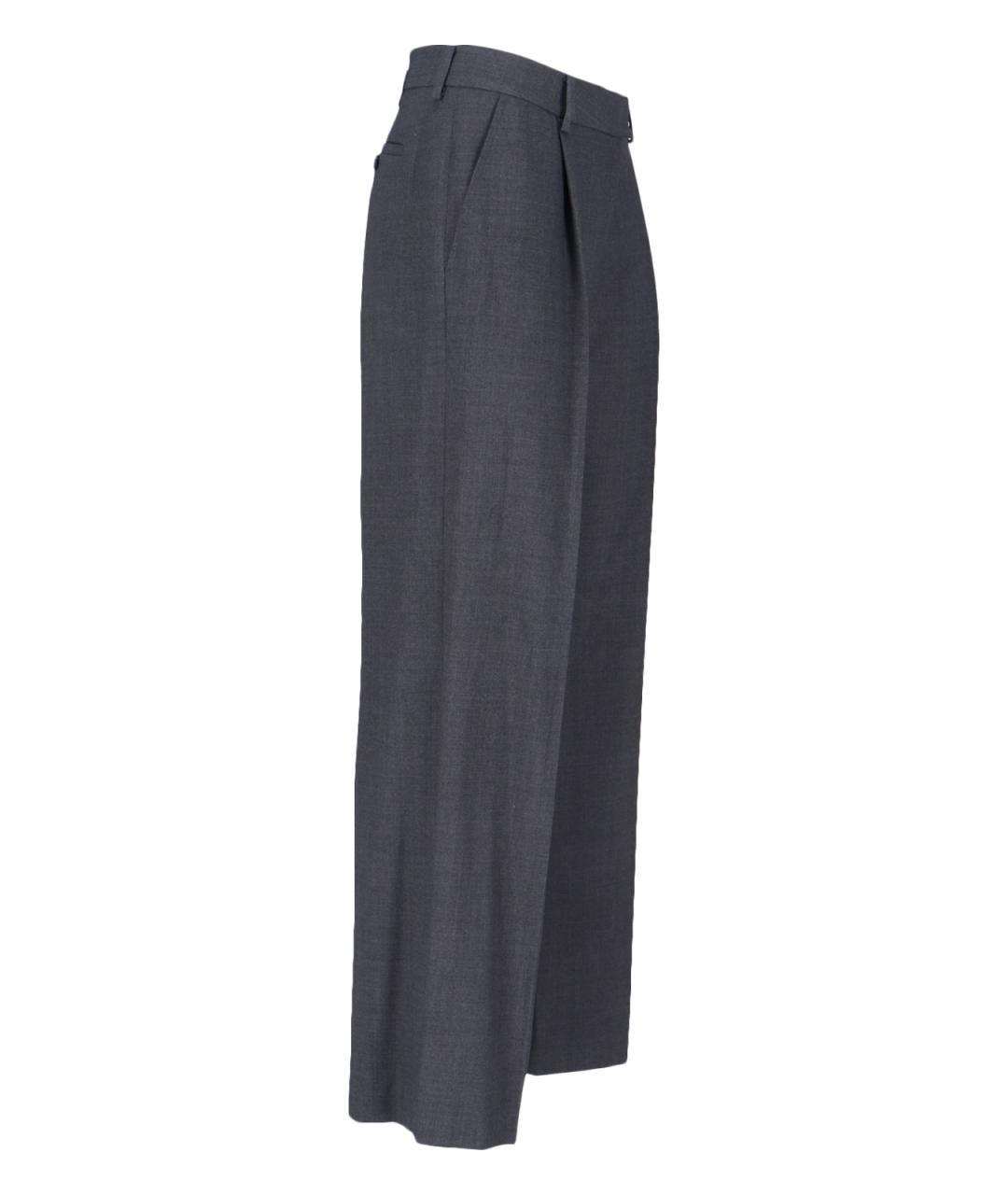 LOW CLASSIC Серые шерстяные прямые брюки, фото 3