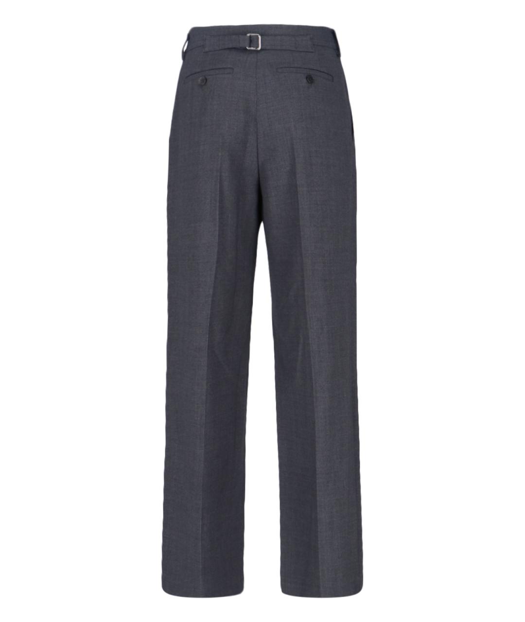 LOW CLASSIC Серые шерстяные прямые брюки, фото 2