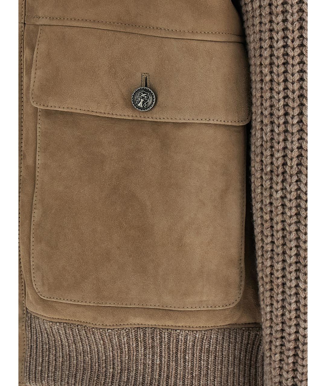 BRUNELLO CUCINELLI Бежевая замшевая куртка, фото 4