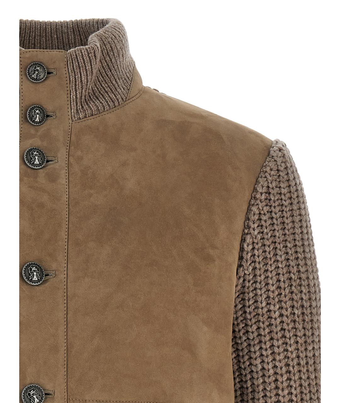 BRUNELLO CUCINELLI Бежевая замшевая куртка, фото 3