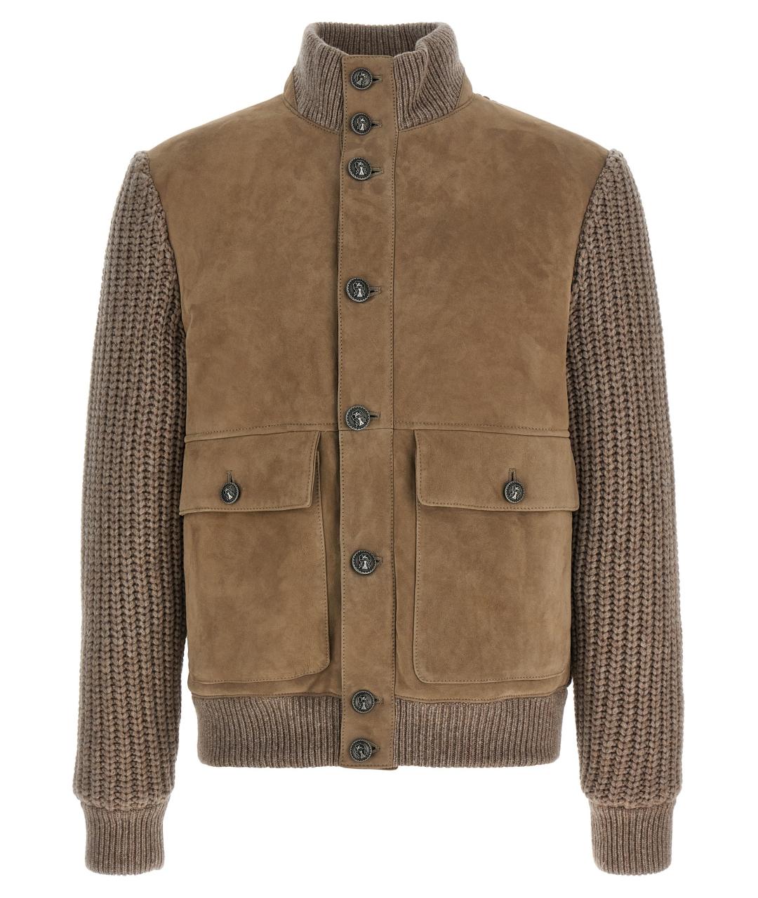 BRUNELLO CUCINELLI Бежевая замшевая куртка, фото 1