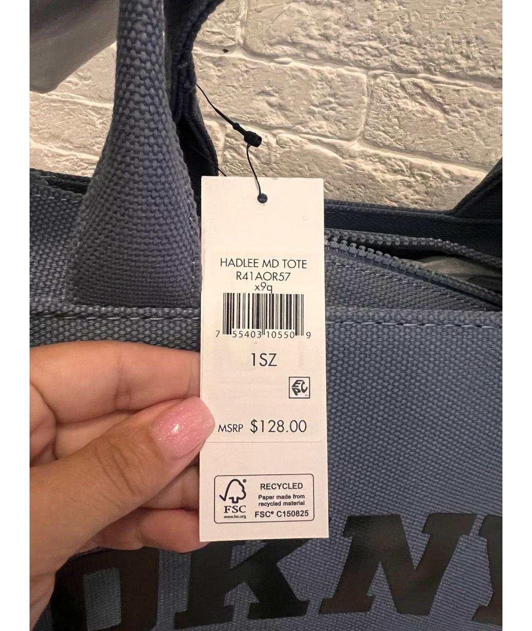 DKNY Синяя деним сумка тоут, фото 5