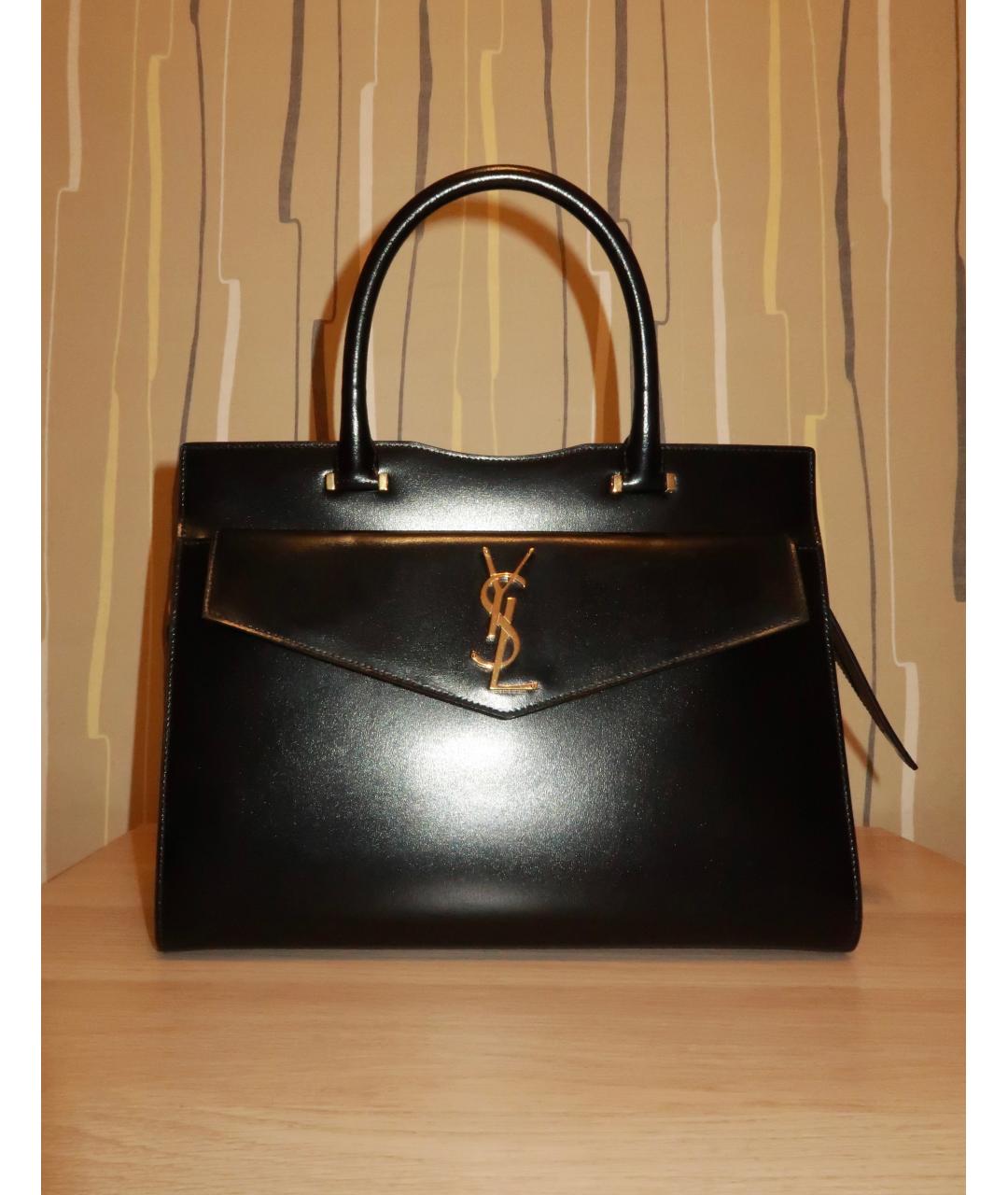 SAINT LAURENT Черная кожаная сумка тоут, фото 10