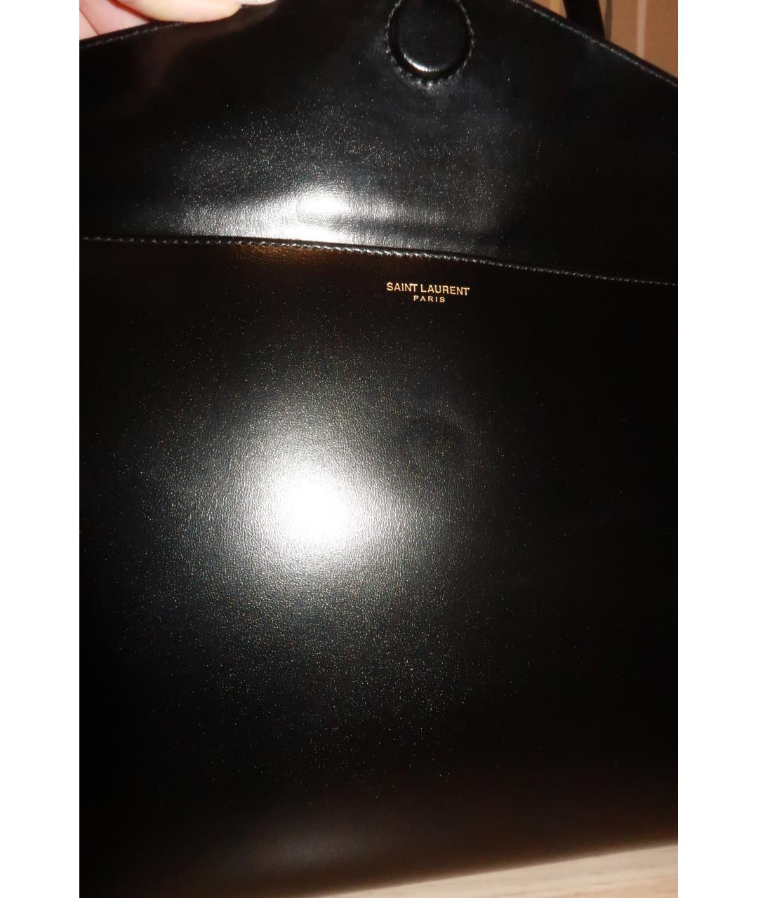 SAINT LAURENT Черная кожаная сумка тоут, фото 9