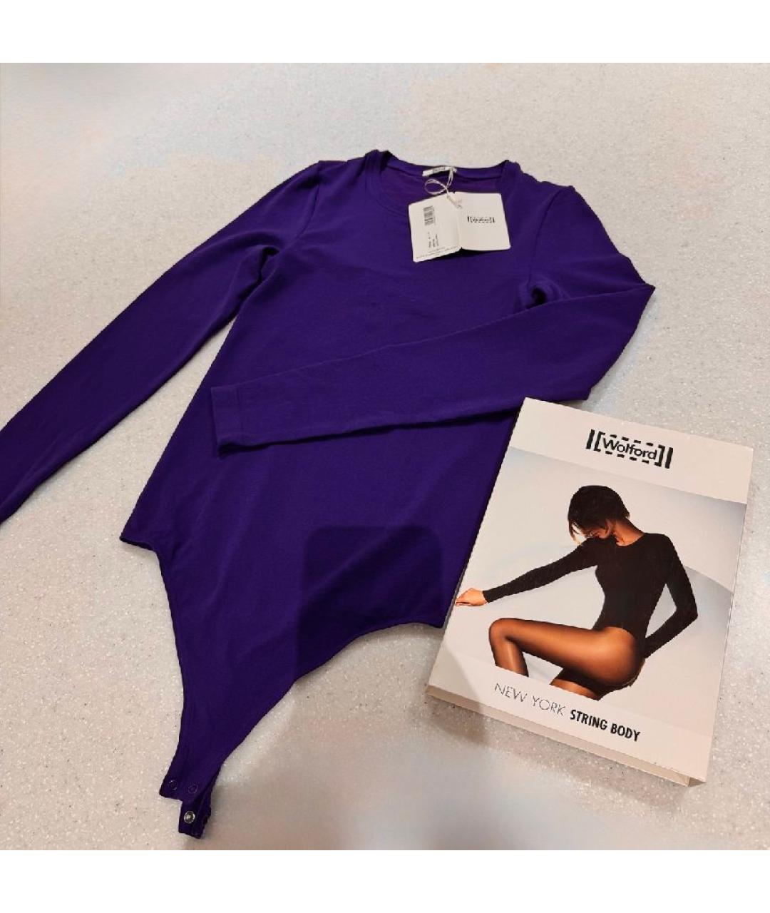 WOLFORD Фиолетовое хлопко-эластановое боди, фото 7