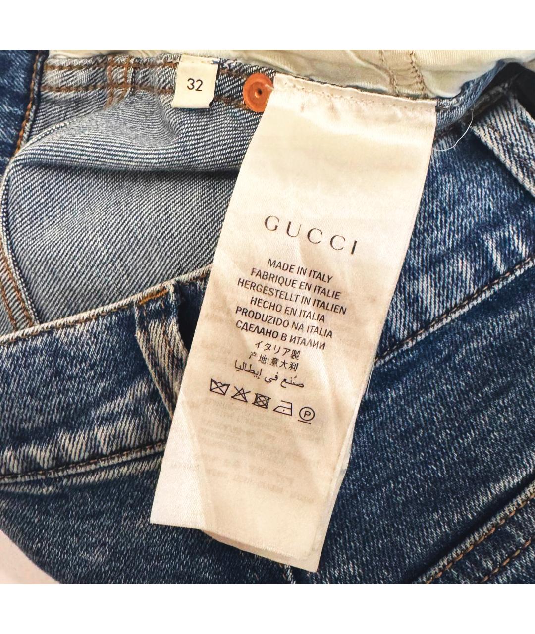 GUCCI Синие хлопковые прямые джинсы, фото 7