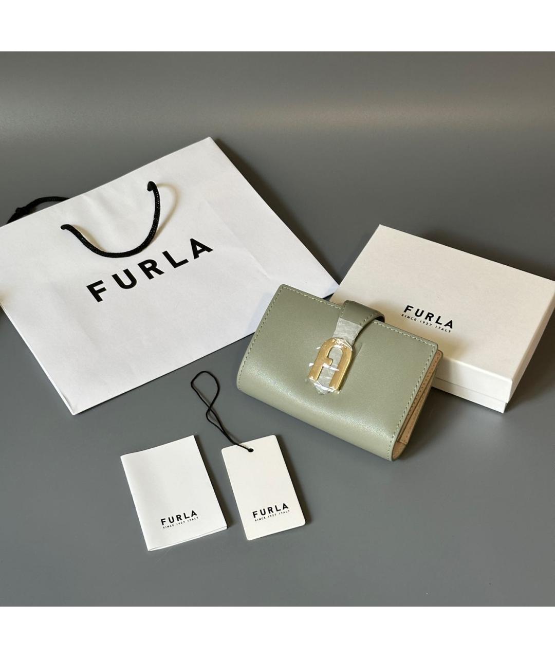 FURLA Зеленый кожаный кошелек, фото 6