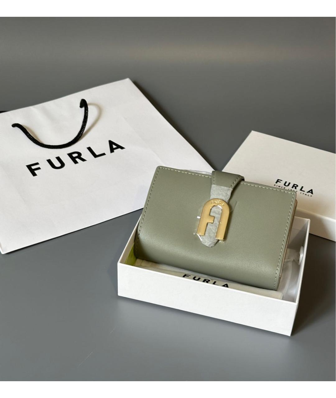 FURLA Зеленый кожаный кошелек, фото 2