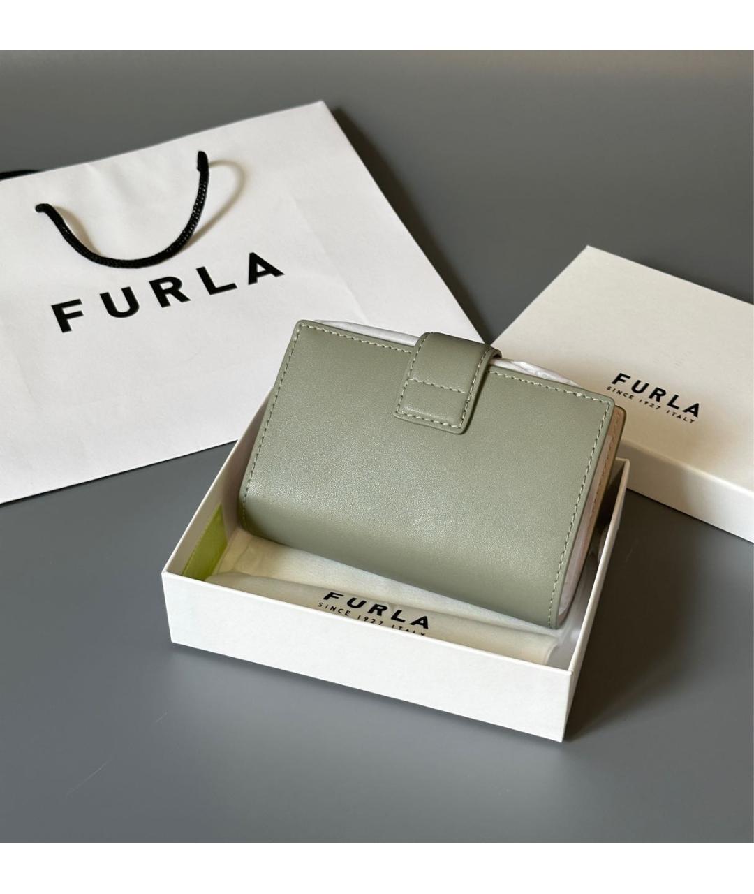 FURLA Зеленый кожаный кошелек, фото 3