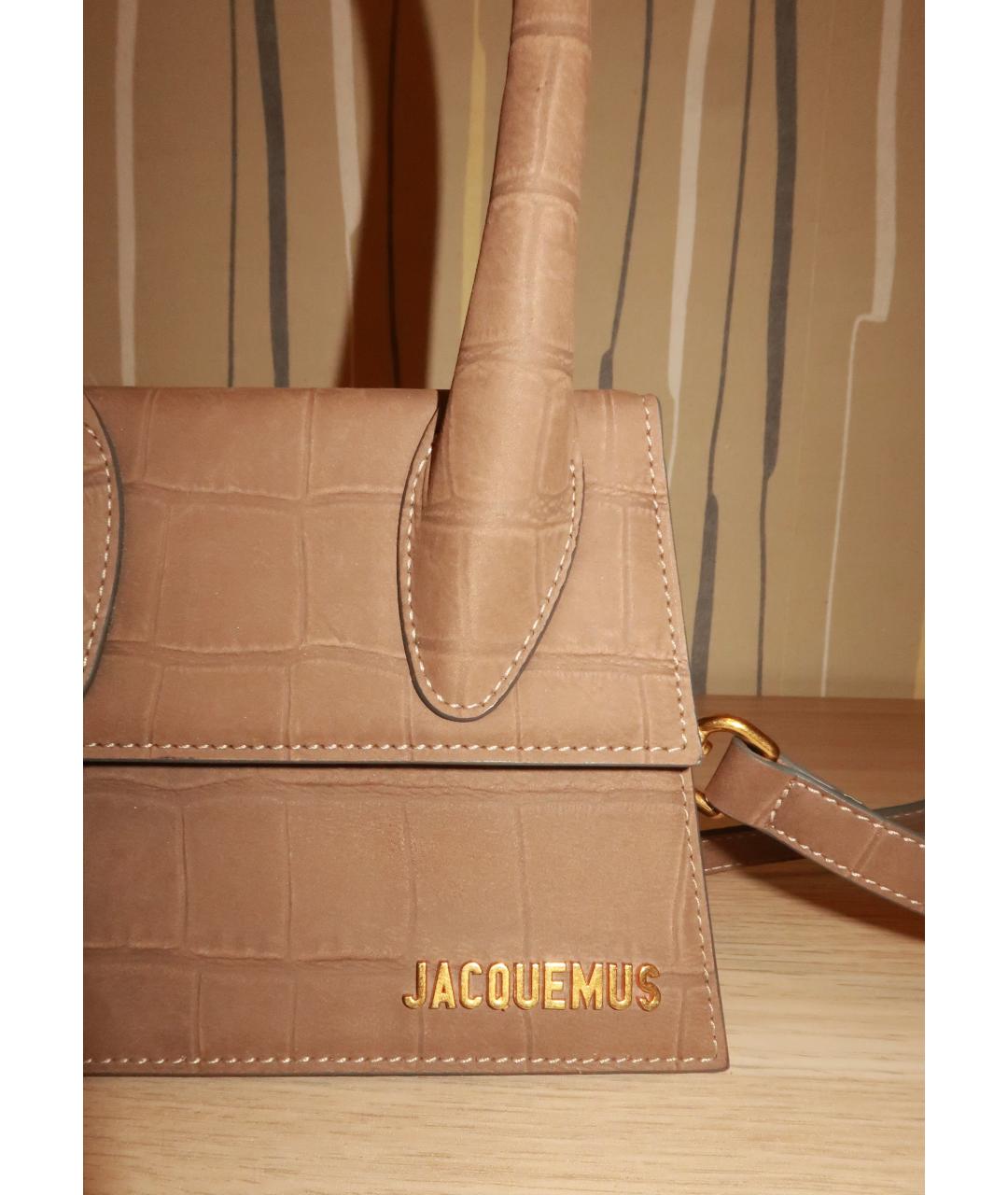 JACQUEMUS Бежевая кожаная сумка через плечо, фото 6