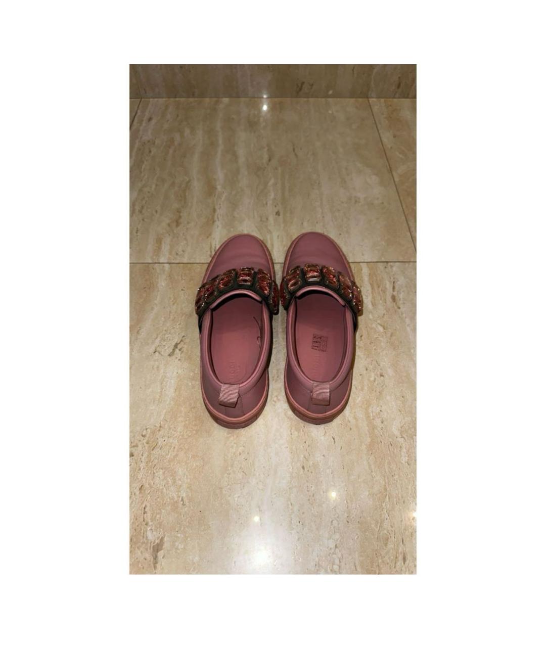 GUCCI Розовые кожаные слипоны, фото 4