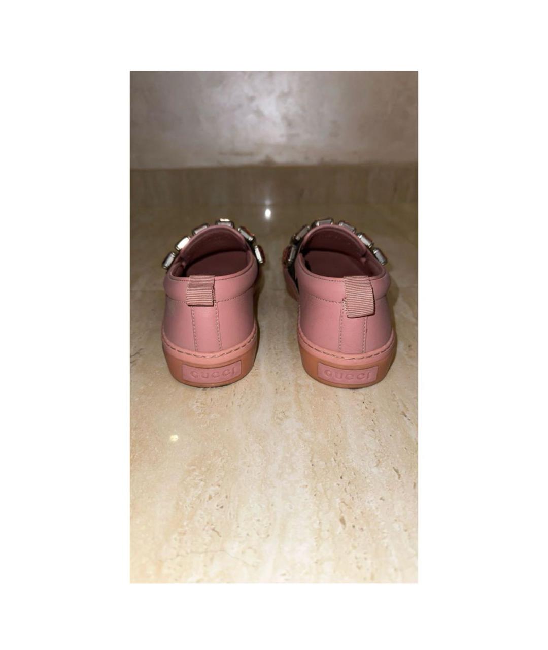 GUCCI Розовые кожаные слипоны, фото 3