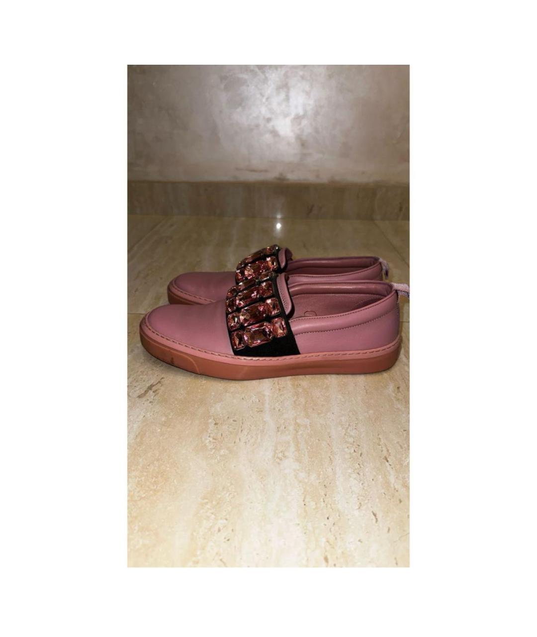 GUCCI Розовые кожаные слипоны, фото 2
