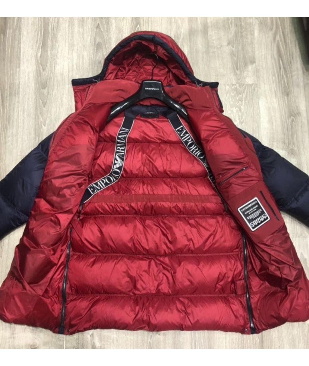 EMPORIO ARMANI Темно-синий полиэстеровый пуховик, фото 4