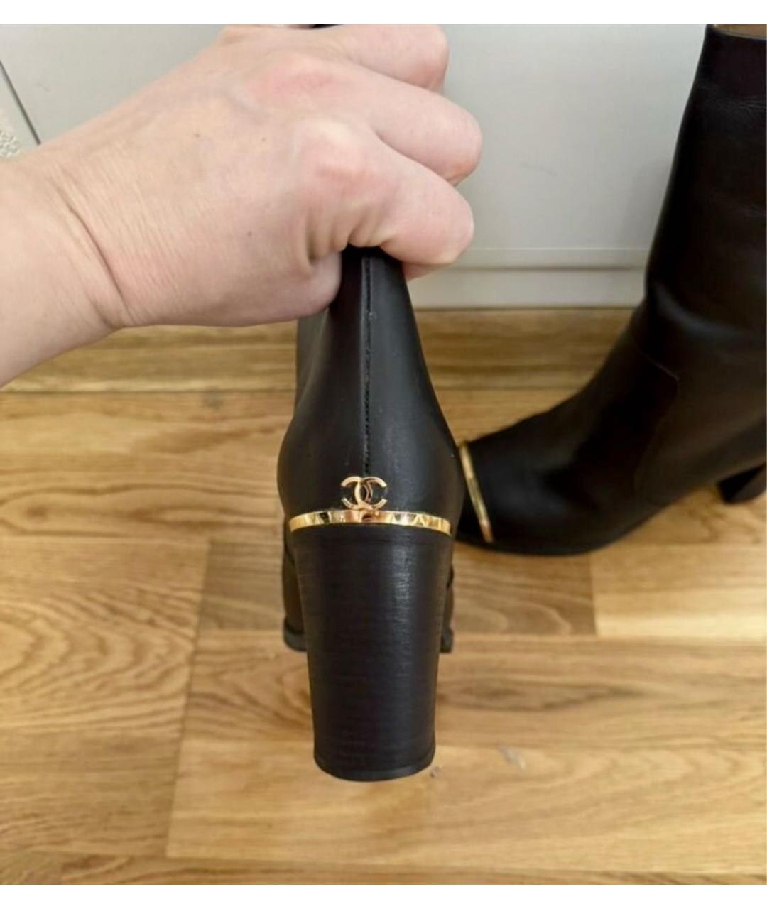 CHANEL Черные кожаные полусапоги, фото 4