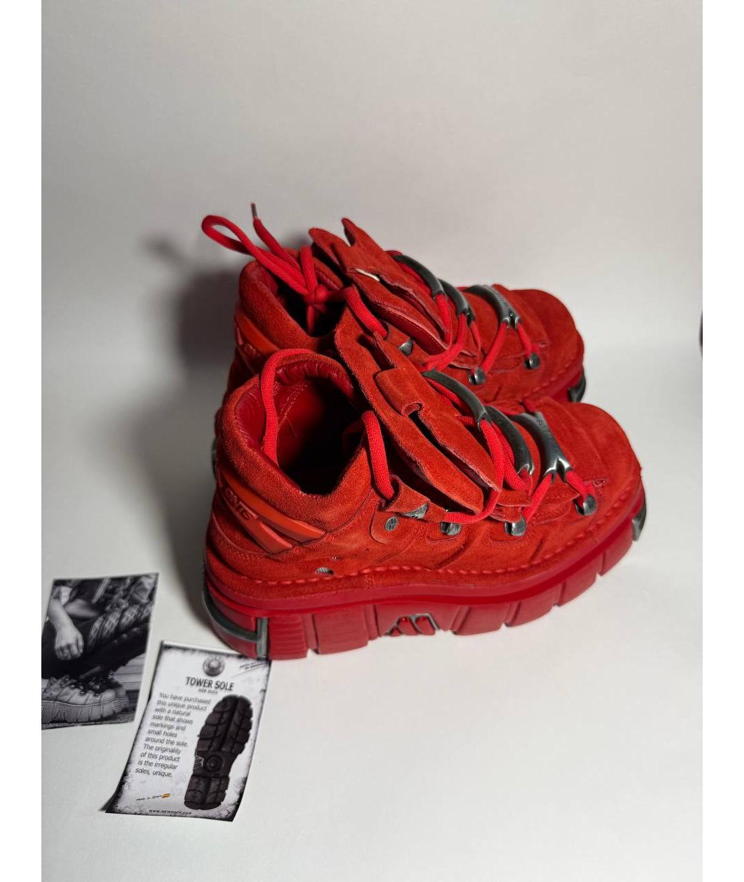 VETEMENTS Красные бархатные ботинки, фото 3