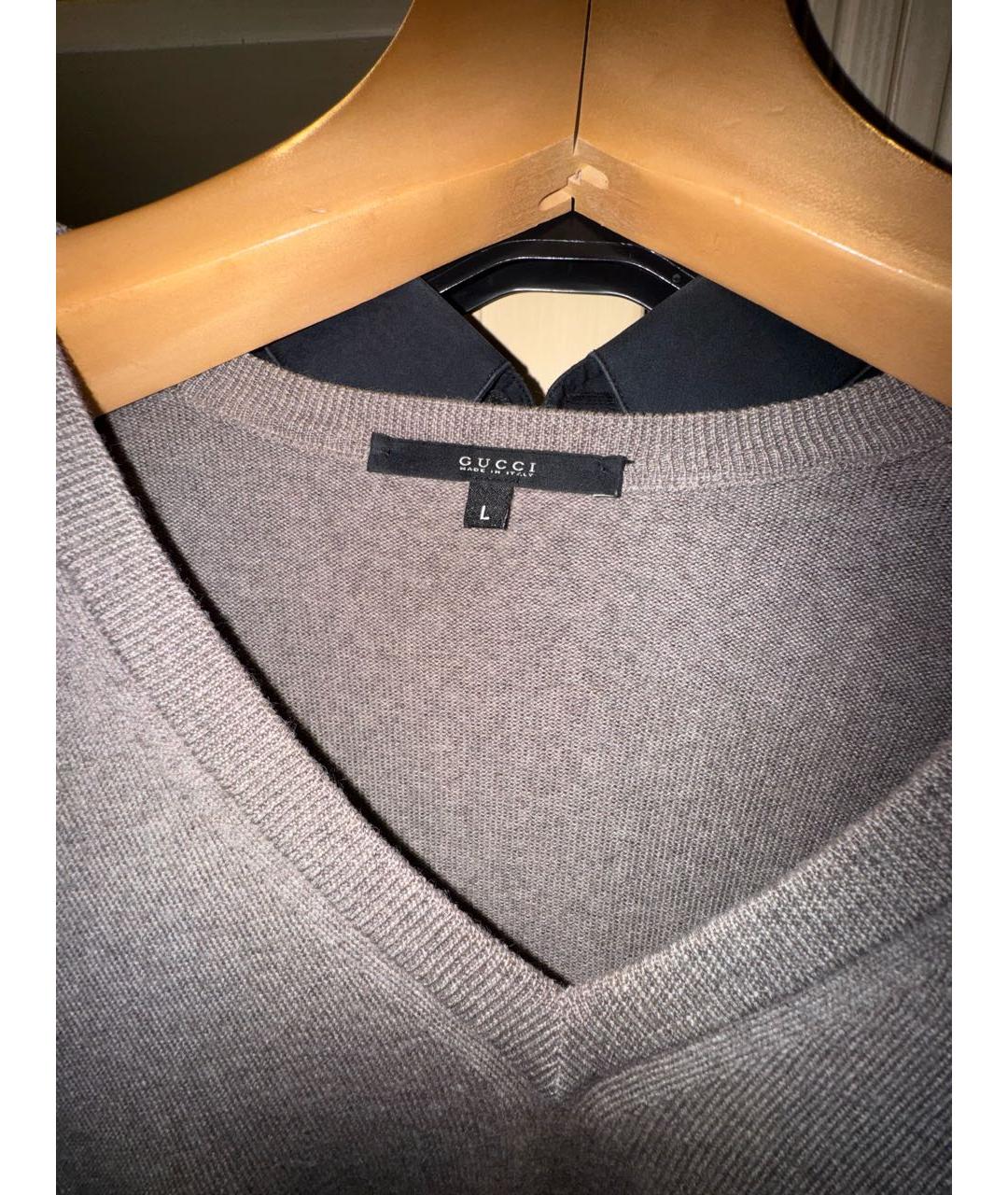 GUCCI Бежевый шерстяной джемпер / свитер, фото 3