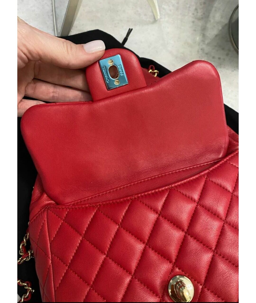 CHANEL PRE-OWNED Красный кожаный рюкзак, фото 5