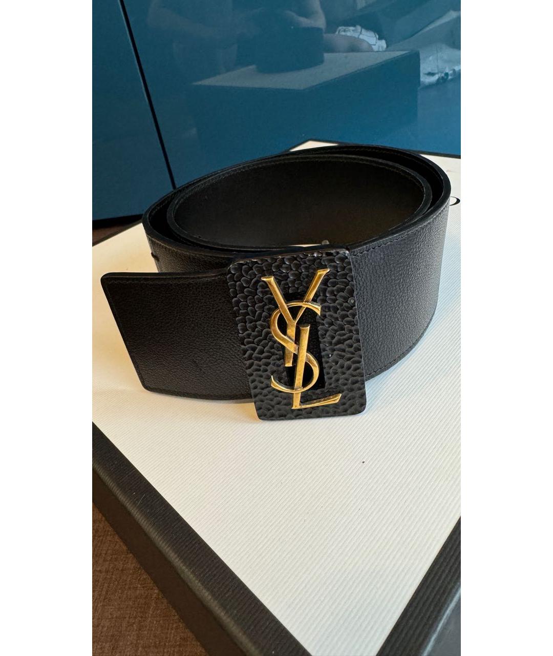 SAINT LAURENT Черный кожаный ремень, фото 5