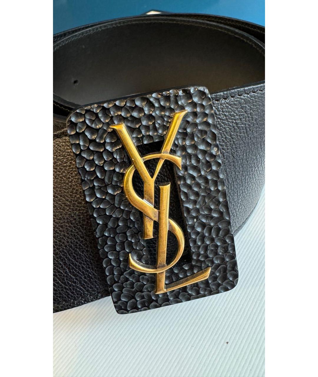SAINT LAURENT Черный кожаный ремень, фото 2