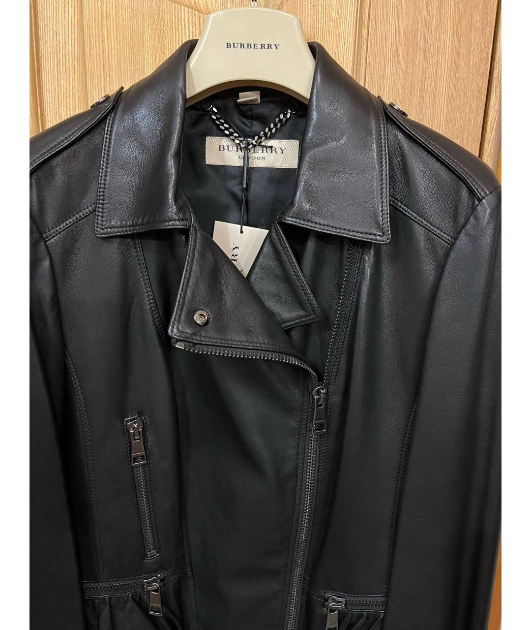 BURBERRY Черная кожаная куртка, фото 4