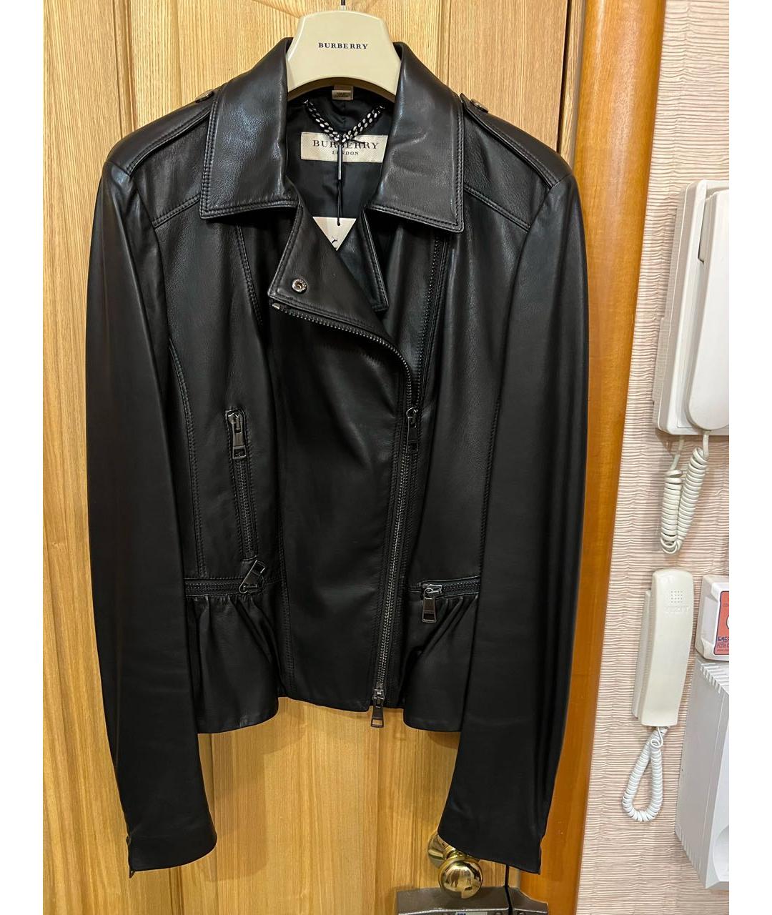 BURBERRY Черная кожаная куртка, фото 9